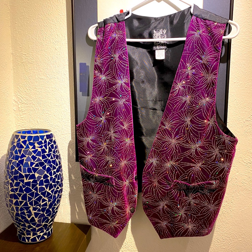 Attitudes purple velvet vest with glitter
